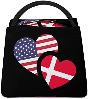 דנמרק ארהב דגל מבודד שקית אוכל לנשים גברים לשימוש חוזר הצהריים תיבת אופנה הצהריים תיק לפיקניק עבודה