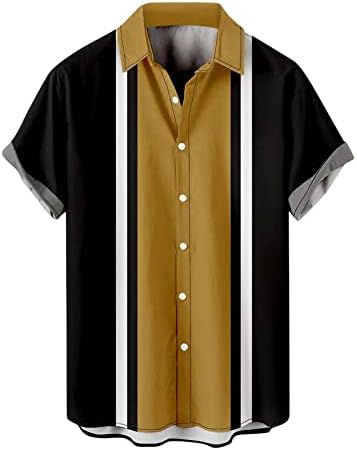 חולצה הוואי לגברים כפתור שרוול קצר מזדמן מטה חולצות בכושר רגיל צווארון דש חולצות קיץ חולצות חוף טרופיות