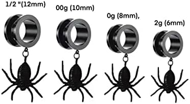 Elloin 2 PCS 2G עכביש עכביש עיצוב עיצוב אוזניים תקעים מדירות למנהלות לנשים - נירוסטה שחורה 316L גוף פירסינג