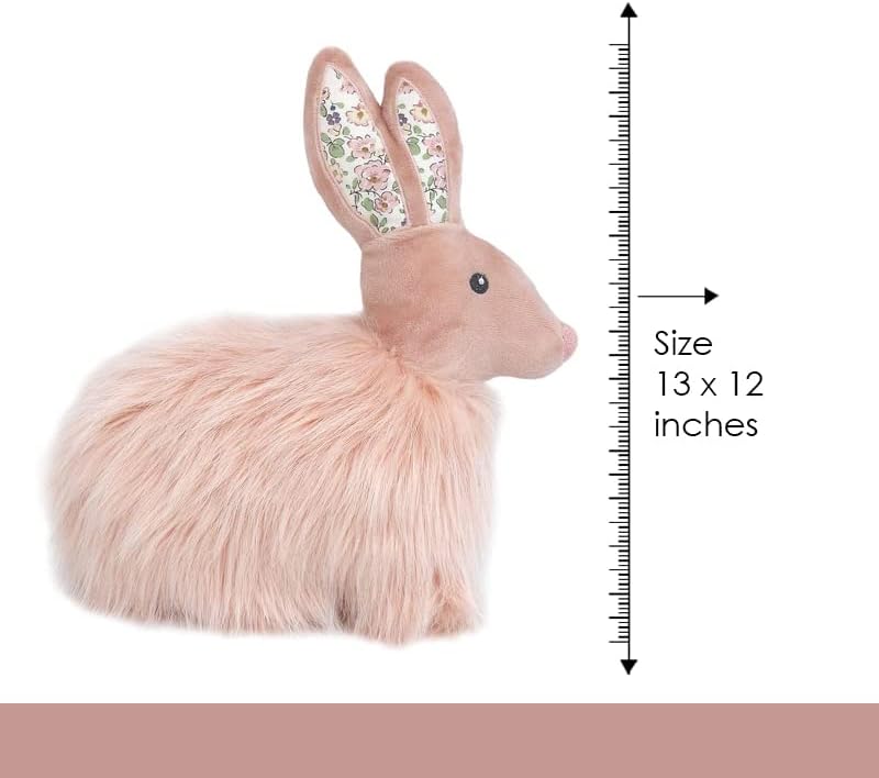 Mon Ami Fluffy Bunny Décor כרית, קטיפה רכה ומגושמת, כרית לזרוק פרימיום, כרית דקורטיבית לילדים, ורודה, 13 x