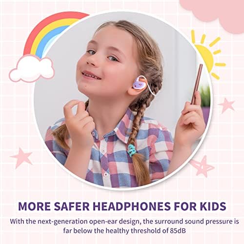 אוזניות לילדים אסיו, אוזניות Bluetooth באוזן פתוחה עם מיקרופון, ילדים פתוחים, אור אולטרה, נייד