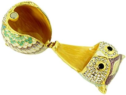 Echomerx Bejeweled Owl תיבת תכשיטים זהב כחול זהב עם גבישים אוסטריים