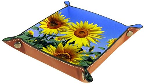 Lyetny Sunflower מארגן פרחי קיץ מגש אחסון קופסת מיטה מיטה קאדי שולחן עבודה מגש החלפת מפתח ארנק קופסת מטבעות מגש