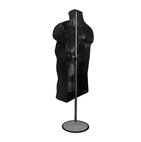 2 מארז זכר בובת טורסו עם מעמד שמלת טופס חולצת טי תצוגת השיש חלול חזרה גוף ס-מ בגדי גדלים שחור