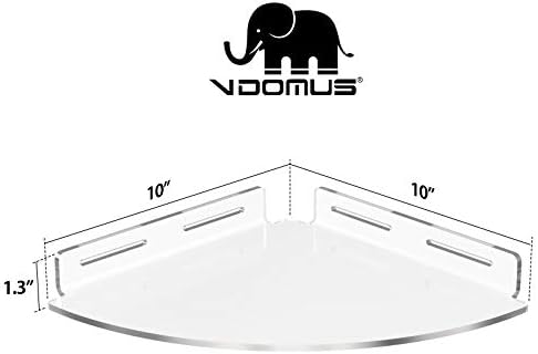 מדפי אמבטיה אקריליים של Vdomus, קיר ללא קידוחים אחסון עבה וברור של shelvings, חבילה של 2
