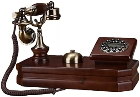 KXDFDC עתיק טלפון קבוע מיושן פעמון מיושן פסטורלי רטרו רטרו ביתי משרד עץ מוצק טלפון קווי
