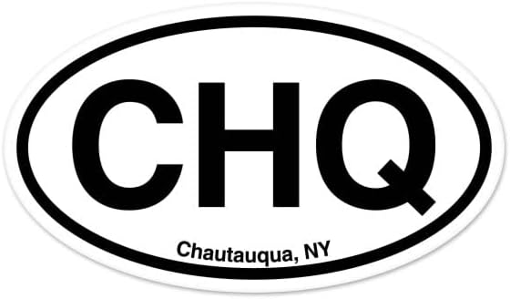 CHQ Chautauqua ניו יורק ניו יורק סגלגל ויניל מכונית פגוש מדבקת חלון 3 x 2
