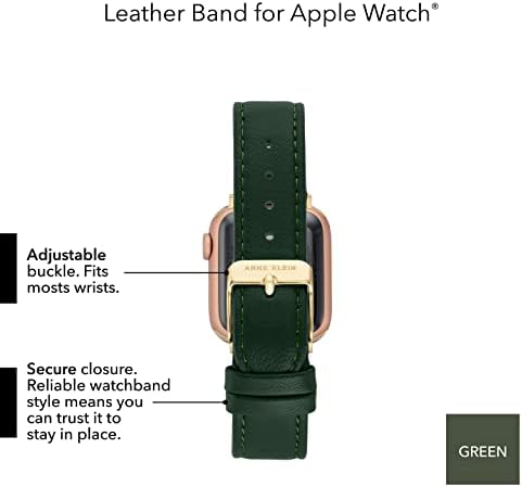 להקת אופנה עור של אן קליין עבור Apple Watch Secure, מתכוונן, החלפת להקת Apple Watch, מתאימה לרוב מפרקי כף היד