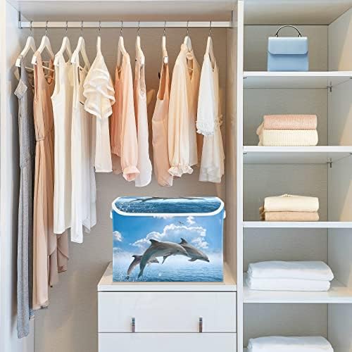 Innewgogo Dolphins Storage פחי אחסון עם מכסים לארגון פחי אחסון אטום אבק עם ידיות קופסת קוביית
