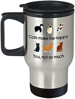 חתולים משמחים אותי לא כל כך הרבה ספל נסיעות - כוס מבודד תה מצחיק - רעיון מתנות איסור פרסום של יום