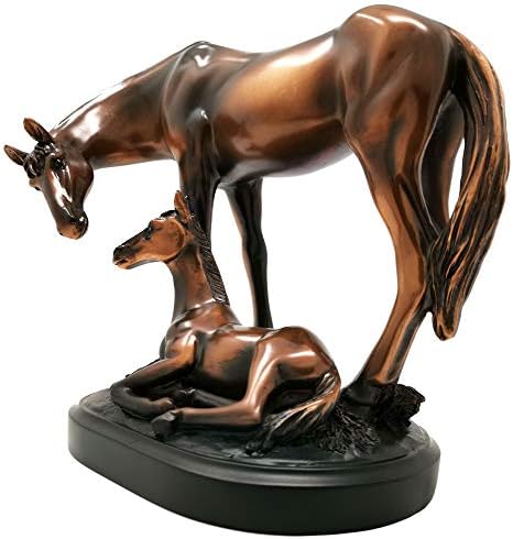 אוצר הטבע ברונזה פסל פיסול סוסים של אמא ותינוקות, 8 x 4.5 x 7 אינץ '