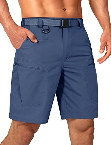 מכנסי מטען מגברים של Sholleowlulu מכנסי טיול קצרים עמידים במים מהיר ויבש קל משקל קל משקל נושם עם חגורת