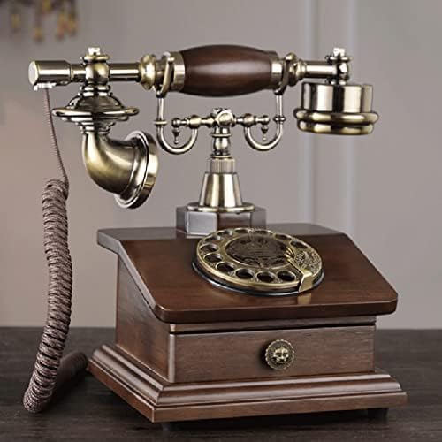 טלפון סיבובי רטרו רטרו עם רינגטון אלקטרוני, מגירת 1, טלפון חיוג בסגנון קלאסי לקישוט הבית והמשרד
