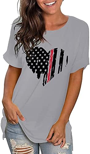 חולצת דגל אמריקאית נשים ארהב פסים כוכבים רביעי יולי חולצות טי הדפס מזדמן V צוואר טי צוואר סווטשירט לנשים