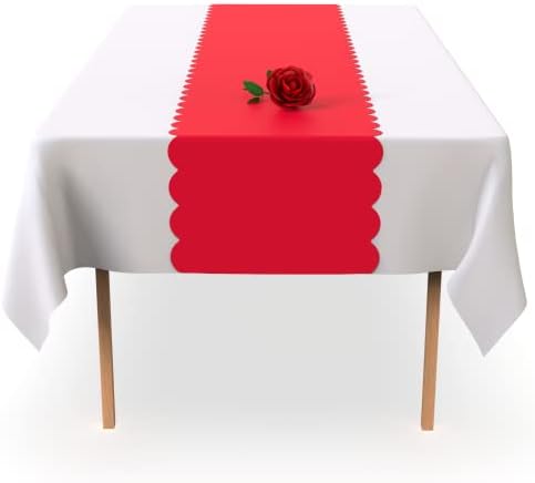 רץ שולחן חד פעמי אדום. 5 חבילות 14X108 אינץ '. רץ שולחן פלסטיק מוסיף פופ צבע לשולחן המסיבות שלך, מאת
