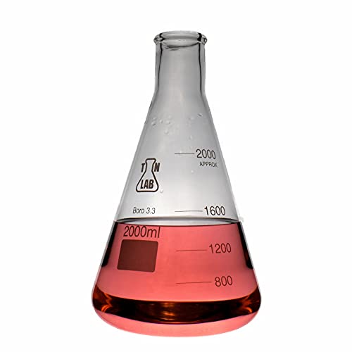 מעבדה ארלנמאייר חרוטי בורוסיליקט זכוכית בקבוק 1000 מ ל 1 ליטר עם פקק גומי