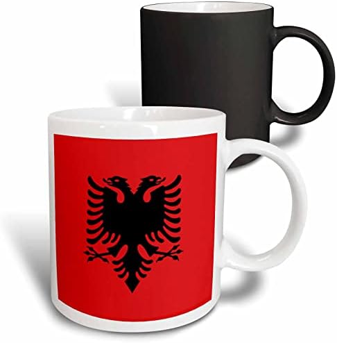 3 דגל רוז של אלבניה ספל, 11 עוז, שחור