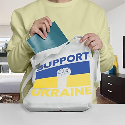 אוקראינה בד תיק לנשים, כותנה כתף תיק, לשימוש חוזר קניות תיק-אגרוף - תמיכה אוקראינה דגל