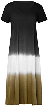 טלאים קצר בלוק צוואר מקסי גדול ארוך שמלת חולצה שמלת יומי רופף נשים בתוספת שרוול לקשור צבוע גודל