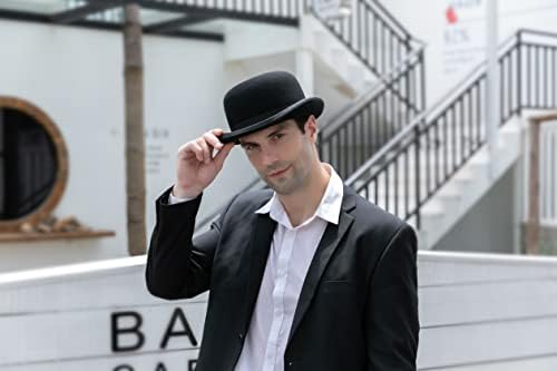 גמבי שחור דרבי כובע צמר תיאטרון באיכות כובע מגבעת כובע לגברים נשים בציר תלבושות