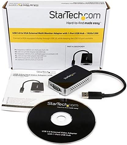 Startech.com USB 3.0 למתאם VGA עם רכזת USB יציאה אחת - 1920x1200 - כרטיס וידאו וגרפיקה חיצוני