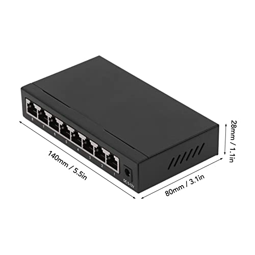 מתג Ethernet של FTVogue, 8 צג נמל צג מפצל פיצול והפעל פעולה שקטה Plug 100240V לבית 100 מ '