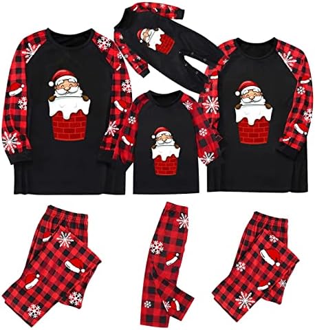 תואם משפחת פיג'מה לתלבושות משפחתיות בקיץ חג המולד חמוד סנטה פיג'מה סט משובץ חג המולד משובץ בגדי שינה