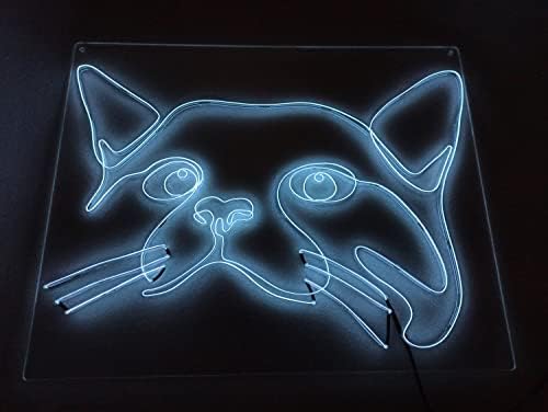 שלט ניאון חתול חמוד, נושא בעלי חיים בעבודת יד אל -תיל ניאון שלט אור, אמנות קיר לעיצוב הבית, תפוז