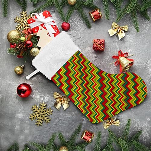 גרבי חג המולד צבעוני זג זג דפוס ירוק אדום אדום קטיפה קטיפה קטיפה חופשה משפחתית קטיפה בהתאמה אישית של גרב גדול