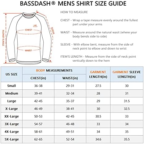Bassdash upf 50 טי דיג לגברים CAMO חולצה שרוול ארוך סווטשירטים יבש מהיר