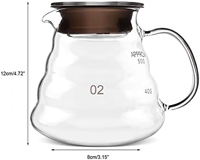 סיר קפה זכוכית, שרת קפה 500 מל, קומקום זכוכית ברור להכנת קפה טפטוף יד או תה מבשלת