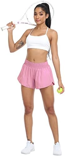 Yezii נשים המותניים הגבוהות ריצות מכנסיים קצרים אימון אתלטי מכנסיים קצרים יבש מהיר לנשים עם כיסים מכנסי קיץ