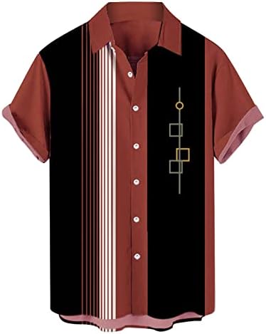 1950 הוואי באולינג חולצות לגברים בציר קצר שרוול כפתור למטה חולצות דקל טרופי עץ אלוהה חולצות