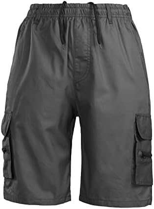 מכנסיים קצרים לגברים של Wenkomg1, מכנסי מטען שולטים מכנסי עבודה באורך ברך מכנסיים מותניים אלסטיים