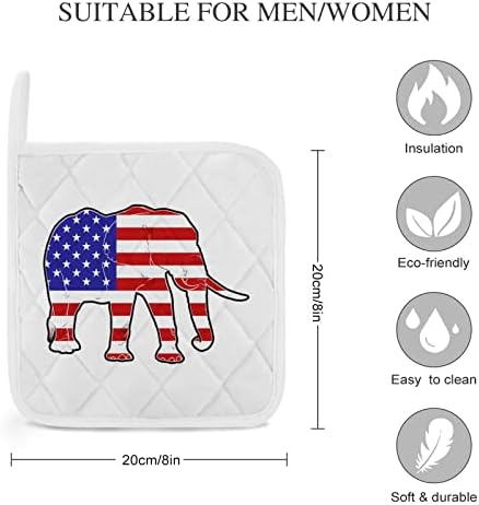 פיל על מחזיקי סיר דגל אמריקאים למטבח חום עמיד בפני חום תנור רפידות חמות לבישול