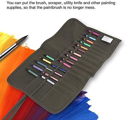 מארגן אחסון מברשת צבע ג'ינוקו, חדש, 30 חורים גדולים יותר מגלגלים קנבס צביעה שקית מברשת אמן צייר עט מברשות