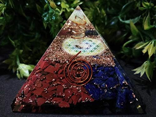 Aadhya Wellness Reiki פירמידה אורגוניט קריסטל כחול וחום צ'אקרה ריפוי אבן חיובית אנרגיה חיובית ומדיטציה