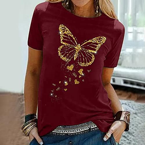 חולצת טריקו מזדמנת של נשים פרפרים אופנה הדפס חולצות צוואר עגול חולצות שרוול קצר 2023 צמרות קיץ