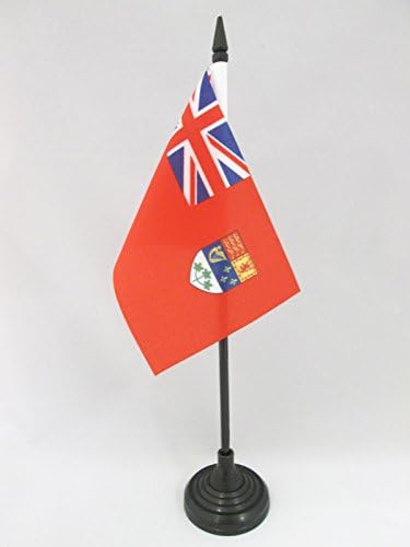 דגל AZ דגל קנדי ​​מלחמת העולם השנייה דגל 4 '' x 6 '' - דגל שולחן מלחמה בקנדה 15 x 10 סמ - מקל פלסטיק שחור ובסיס