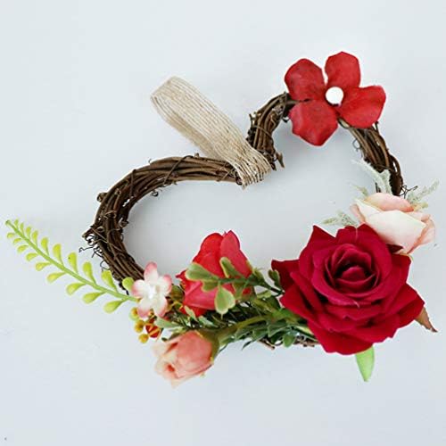 טוינדונה גרלנד טבעי זרי לב ולנטיין עם ורדים אדומים Rattan Grapevine זר Valentine זר פרח חג