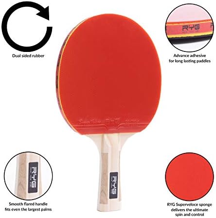 הרם את משחק ההנעה של פינג פונג פונג - 4 שחקן שולחן פרימיום טניס חבילת מחבט, 10 כדורי משחק מקצועיים, ידיות