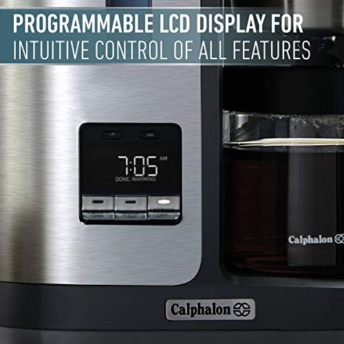 Calphalon BVCLDCG1 מכונת קפה מושלמת עם 10 כוסות מושלמת, נירוסטה כהה