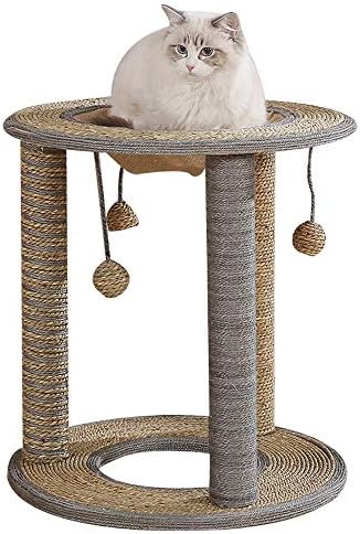 טונפופ עץ חתול דירה מסגרת טיפוס קטנה לחתול עמידה עמידה בעץ חתול 2 מפלס חתול סיסל עם 3 עמודים G (חום