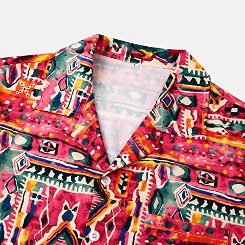 חולצות דקיקות לגברים עם צווארון הדפסה רשמית חזית פתוחה חולצות שרוול קצר כפתור למטה חולצות חוף חופשה