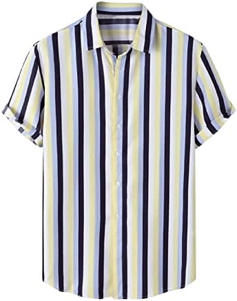 גברים של אביב אופנה חולצות חולצה מודפס סידור יומי צווארון למעלה מזדמן כפתור קצר שרוולים מיוחד זכר חולצות