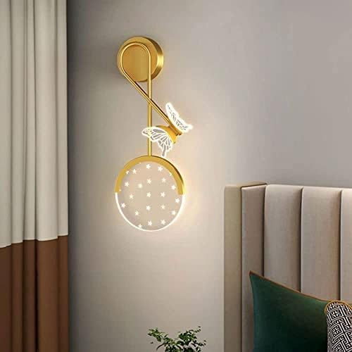 מודרני פמוט קיר בנות חדר שינה 12 ואט ניתן לעמעום קיר ליד מיטת מנורת זהב פרפר קיר אור ילדי קיר רכוב אור