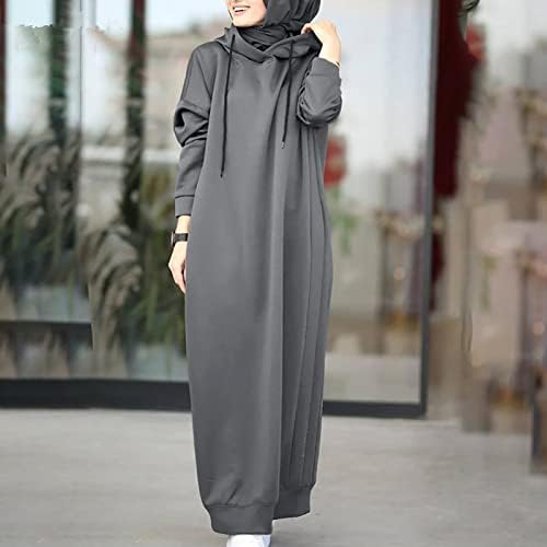 שמלה מוסלמית LZEAL לנשים חיג'אב טורקיה חלוק ערבי בגדים מוסלמים לגברים קפוצ'ונים שרוול ארוך שמלת