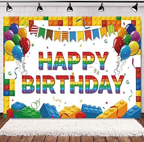 צבעוני אבני בניין יום הולדת רקע 7 * 5 רגל בלוקים צילום יום הולדת רקע לילדים מסיבת יום הולדת קישוט אבני