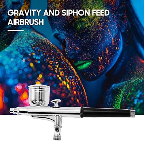 Xixian Airbrush Gun Gravity and Siphon Feed Brush 0.3 ממ זרבוב