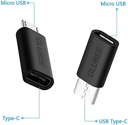 מתאם USB-C של Glubee ל- Micro USB ו- Micro USB למתאם Cly C ו- Glubee USB C עד 3.5 ממ מתאם שקע אוזניות